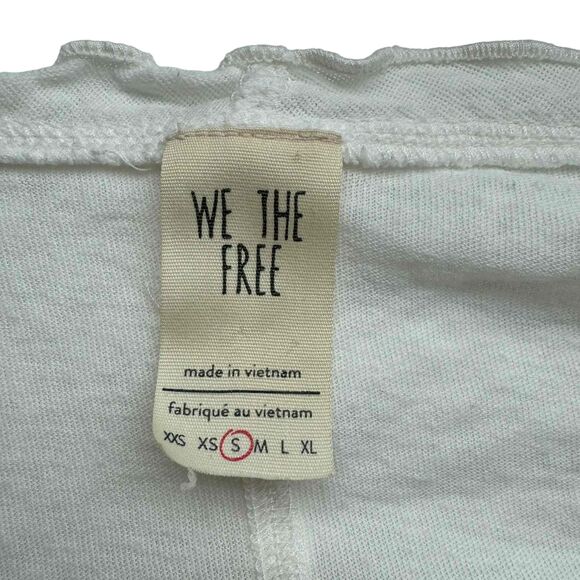 We The Free White Cotton Boat Neck Blouse Long Sleeves Ruffled Trim Medium - Picture 8 of 10